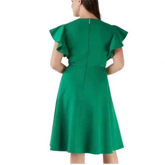 Kate Spade Green Flutter Sleeve Ponte Dress Sz 4 KB006 - Picture 2 of 10